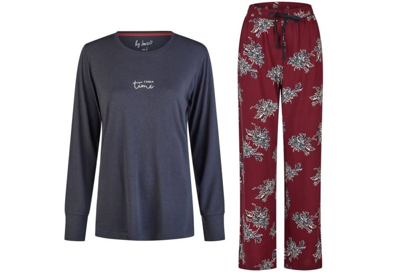 By Louise Schlafanzug by Louise Damen Pyjama Schlafanzug Nachtwäsche lang Blau Cuddle Time von By Louise