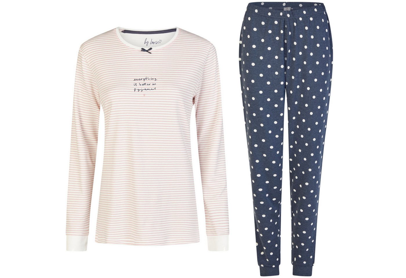 By Louise Schlafanzug by Louise Damen Pyjama Schlafanzug Nachtwäsche lang Interlock Streifen von By Louise