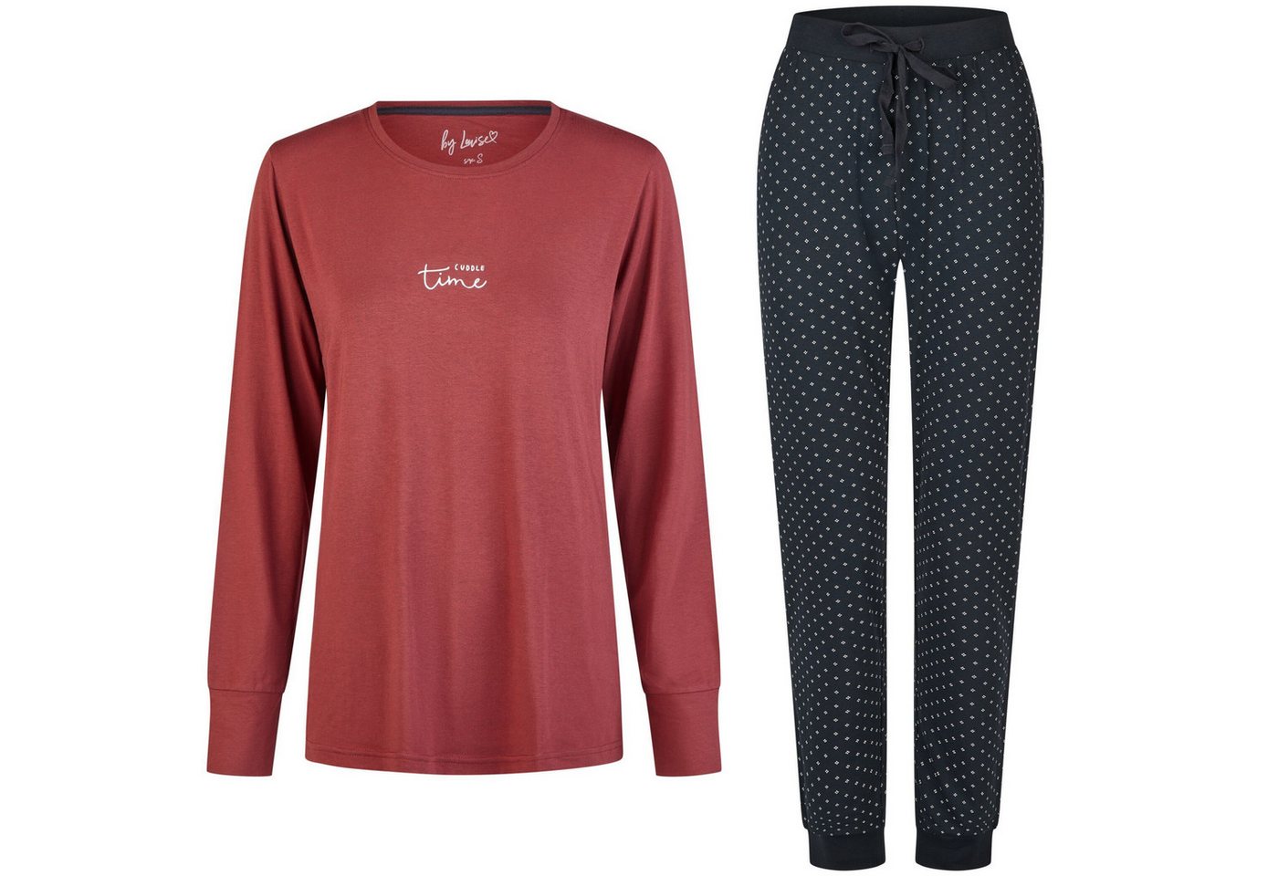 By Louise Schlafanzug by Louise Damen Pyjama Schlafanzug Nachtwäsche lang Rot Cuddle Time von By Louise