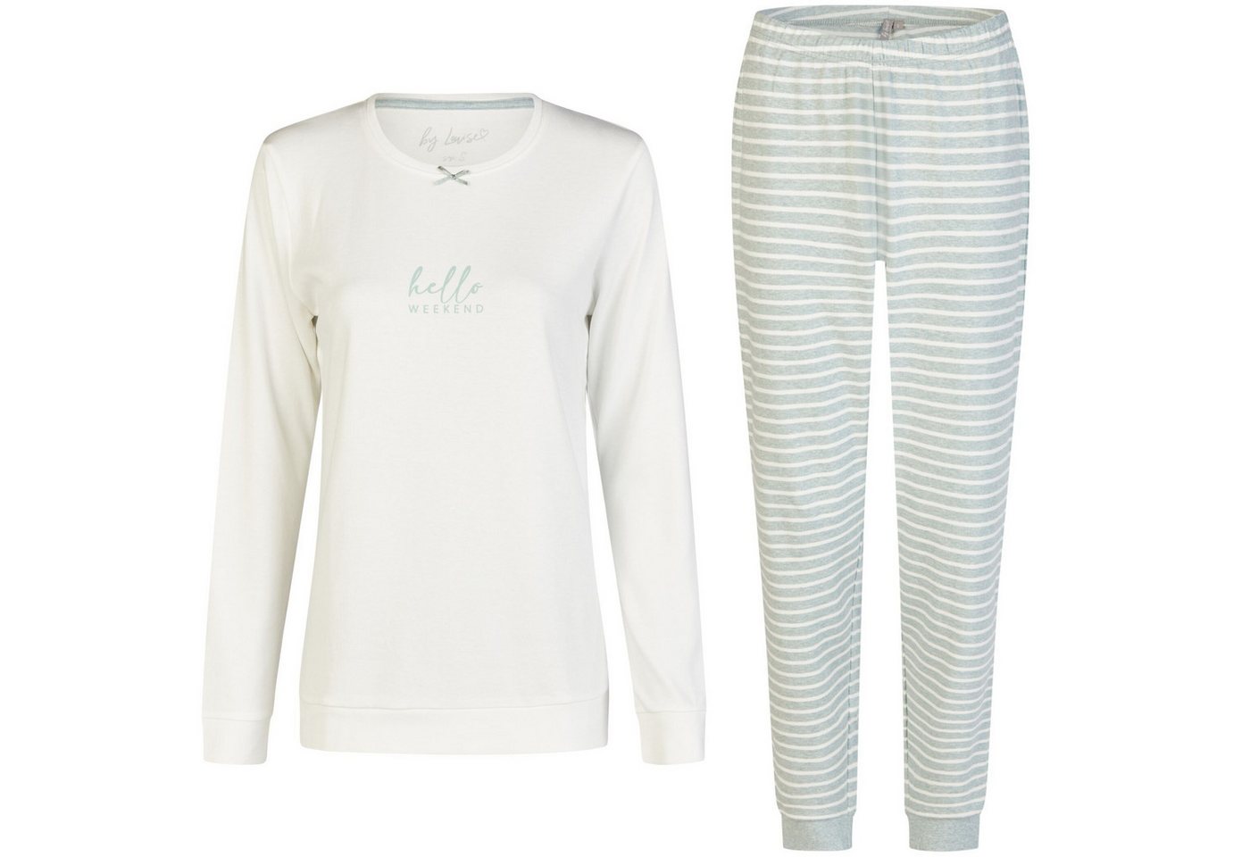 By Louise Schlafanzug by Louise Damen Pyjama mit Kuschelsocken Nachtwäsche lang Interlock von By Louise