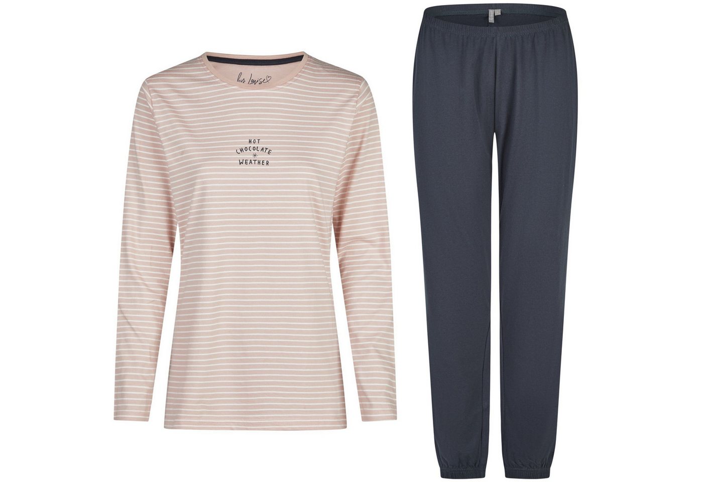 By Louise Schlafanzug by Louise Damen Pyjama mit Kuschelsocken Nachtwäsche lang Interlock von By Louise