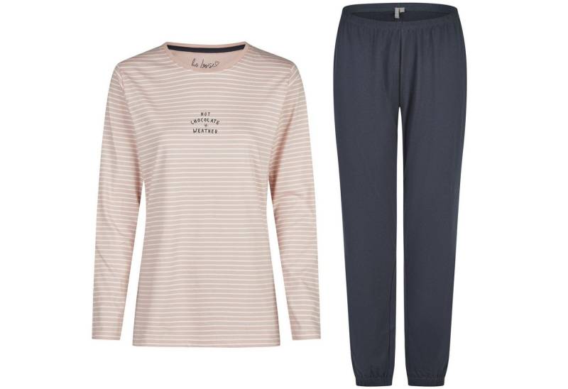 By Louise Schlafanzug by Louise Damen Pyjama mit Kuschelsocken Nachtwäsche lang Interlock von By Louise