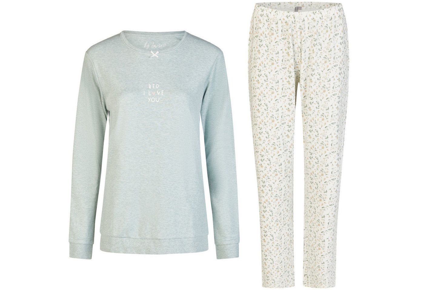 By Louise Schlafanzug by Louise Damen Pyjama mit Kuschelsocken Nachtwäsche lang Interlock von By Louise