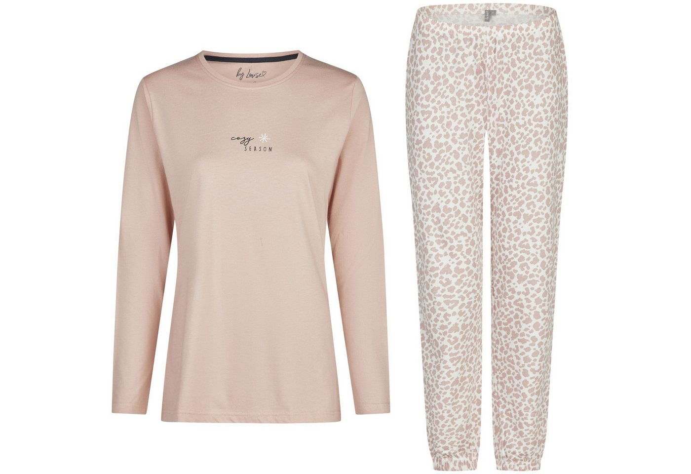 By Louise Schlafanzug by Louise Damen Pyjama mit Kuschelsocken Nachtwäsche lang von By Louise