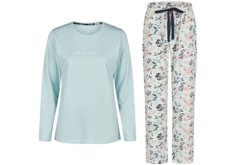 By Louise Schlafanzug by Louise Damen Schlafanzug Nachtwäsche lang Hellblau Blumen von By Louise