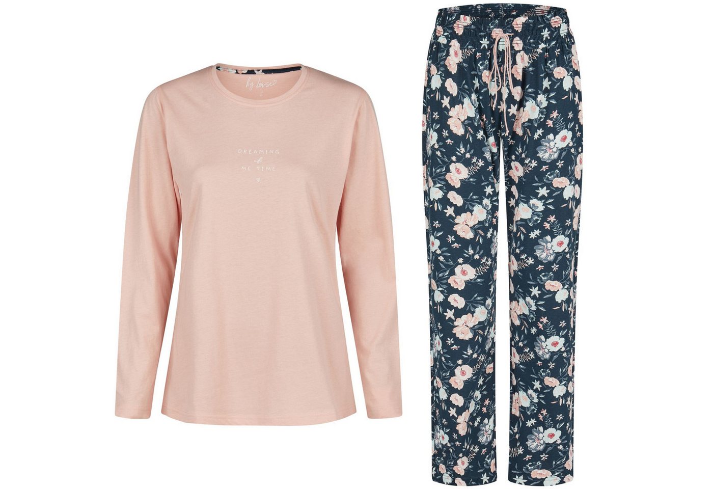 By Louise Schlafanzug by Louise Damen Schlafanzug Nachtwäsche lang Rosa Blumen von By Louise