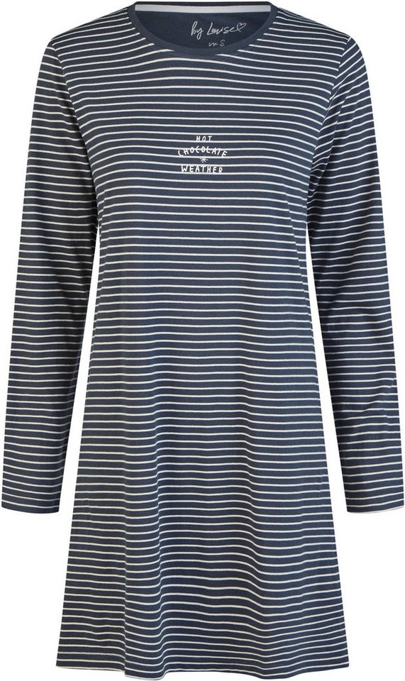 By Louise Schlafanzug by Louise Langarm Sleepshirt Knielang Bequem und Modisch Blau Streifen von By Louise