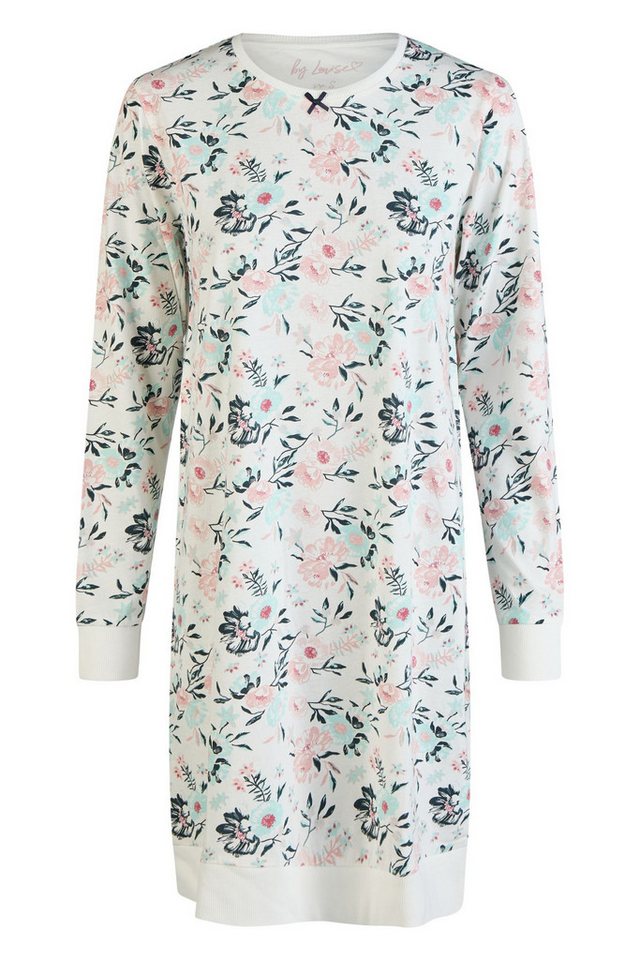 By Louise Schlafanzug by Louise Langarm Sleepshirt Knielang Bequem und modisch Blumenprint von By Louise