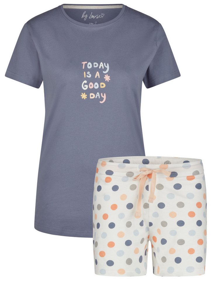 By Louise Shorty Dreamy Nights (Set, 2 tlg., 2-teilig) Damen Pyjama kurz Shorty Baumwolle Kurzarm von By Louise