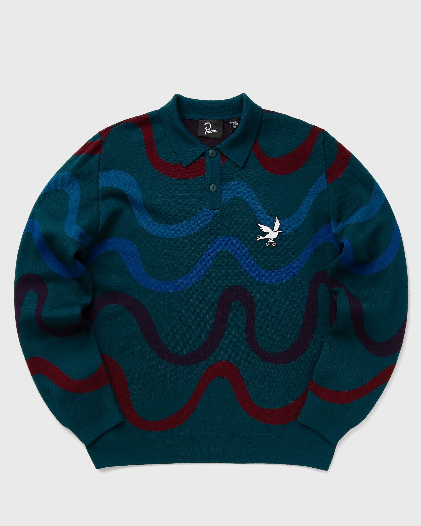 By Parra Colored soundwave knitted polo pullover men Pullovers green in Größe:L von By Parra