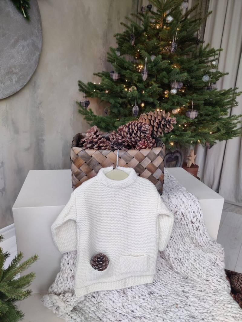 Gestrickter Pullover, Wollpullover, Mädchen Alpaka Junge Geschenk, Weisser Weihnachtsgeschenk von ByAGdesign