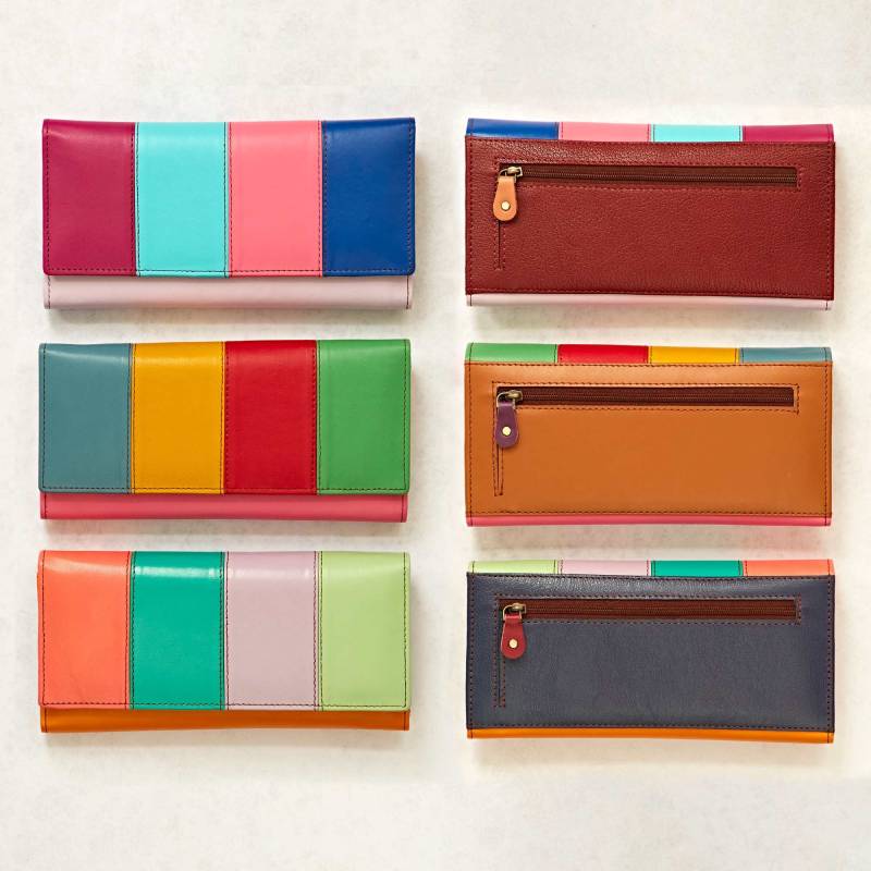 Gestreifte Clutch Aus Recyceltem Leder Handgemachte Fair Trade Geldbörse von PaperHighGifts