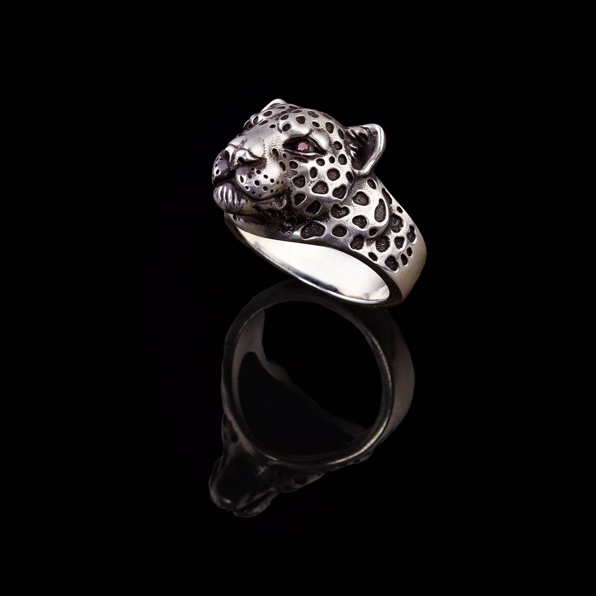 Silber Leopard Panther Ring, Oxidierter Schmuck, Personalisierte Wildkatze Geschenk Für Männer Und Frauen von ByAynalJewelry