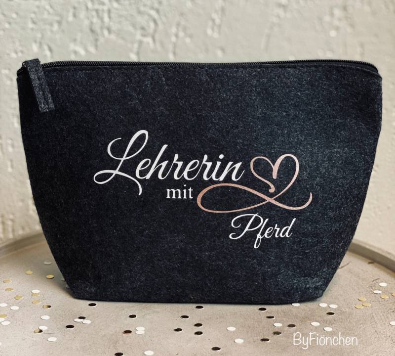 Kosmetik Tasche/Schlamper "Lehrerin Mit Herz" Personalisiert von ByFioenchen
