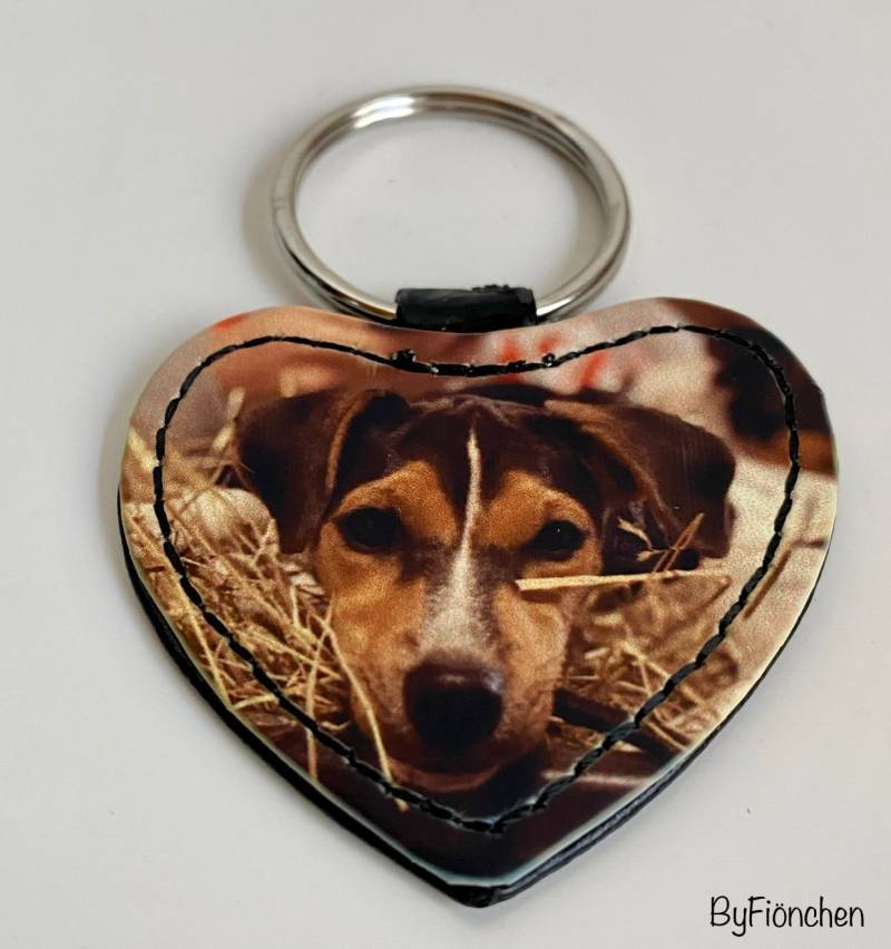 Schlüsselanhänger Herz Mit Foto Aufdruck, Personalisiert Inkl. Schlüsselring von ByFioenchen