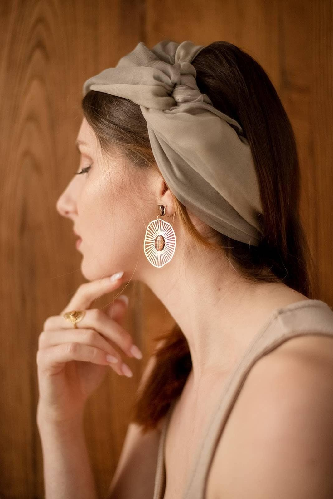 Ovale Ohrringe Aus Massivholz Und Vergoldetem Messing/ Ohrstecker Mahagoni, Walnuss, Messing Silber, Vergoldet Mit 24 Karat Feingold/ von ByHeloise