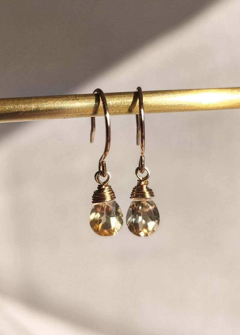 Citrin Tropfen Ohrringe 14K Gold Filled Edelstein Schmuck von ByIsabelleDesign