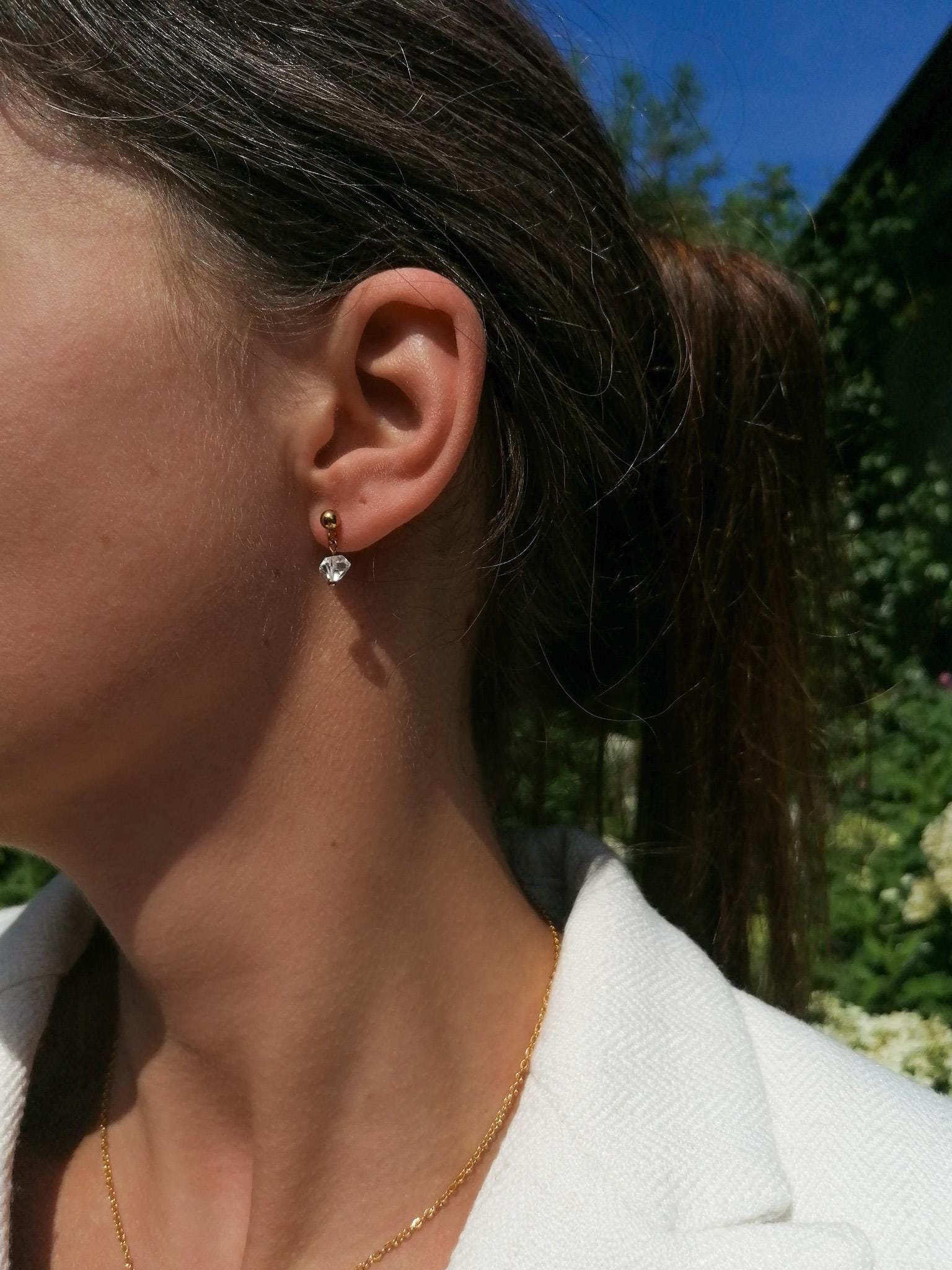 Herkimer Diamant Ohrringe, Gold Brauts Schmuck, Schlichte Quarz Geschenk Für Sie, Braut Schmuck von ByIsabelleDesign