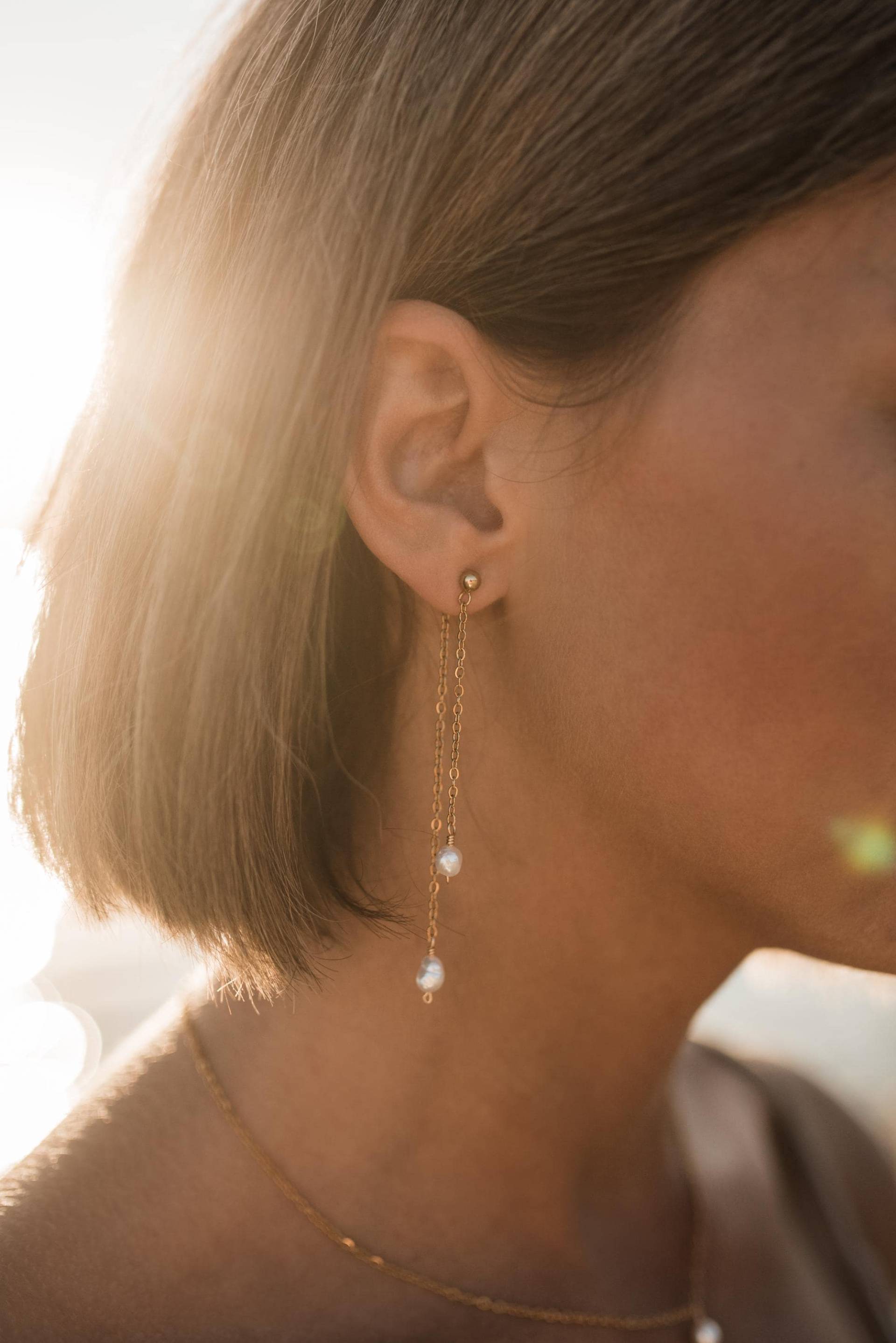 Lange Kettenperlenohrringe Brautschmuck Gegen Anlaufen von ByIsabelleDesign