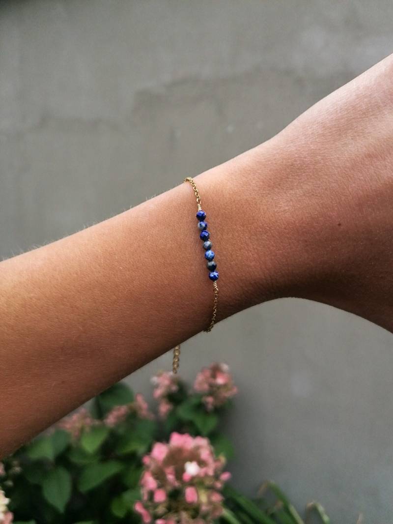 Lapis Lazuli Armband, Edelstein Kette September Geburtsstein Schmuck von ByIsabelleDesign