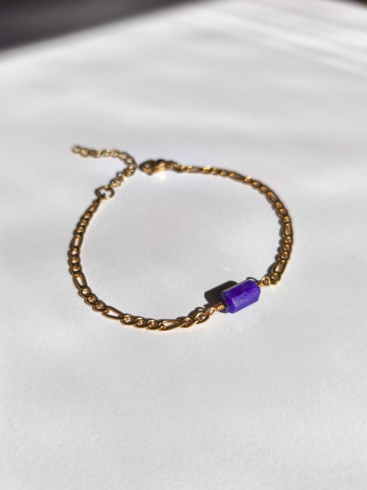 Lapislazuli Kettenarmband Edelstahl Edelstein Schmuck von ByIsabelleDesign