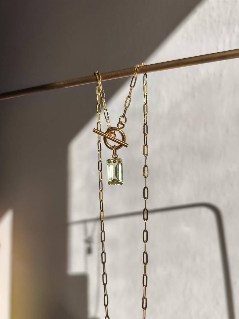 Lemon Quartz Toggle Halskette Gold Edelstahl Edelstein Schmuck von ByIsabelleDesign