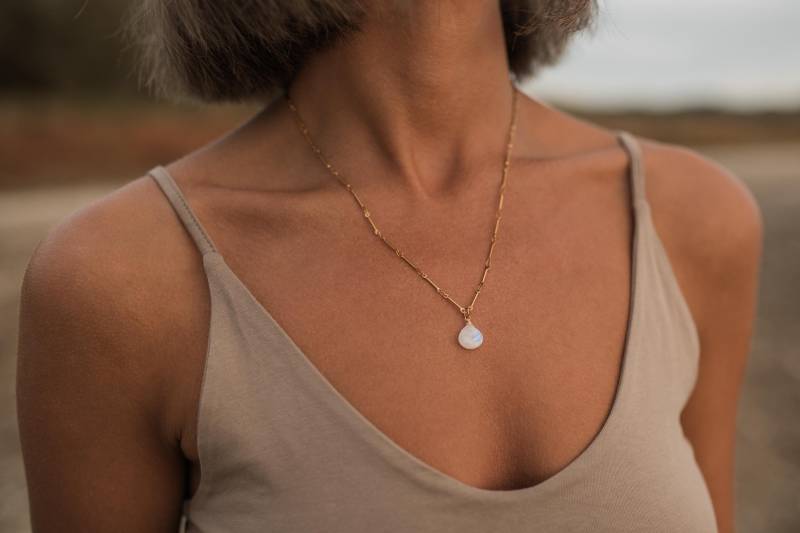 Mondstein Anhänger Halskette Juni Birthstone Schmuck von ByIsabelleDesign
