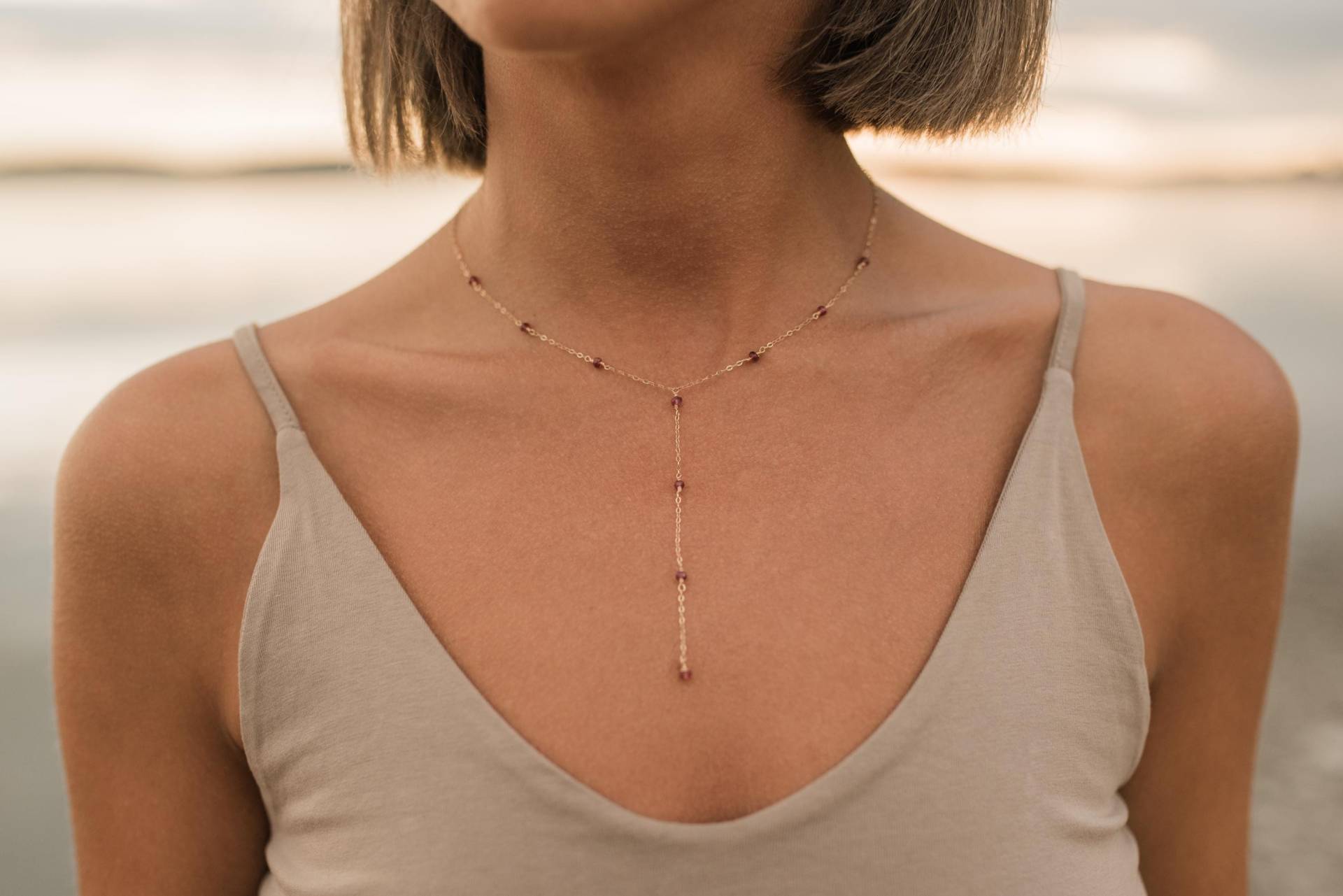 Pink Turmalin Y-Kette 14K Gold Filled Schmuck von ByIsabelleDesign