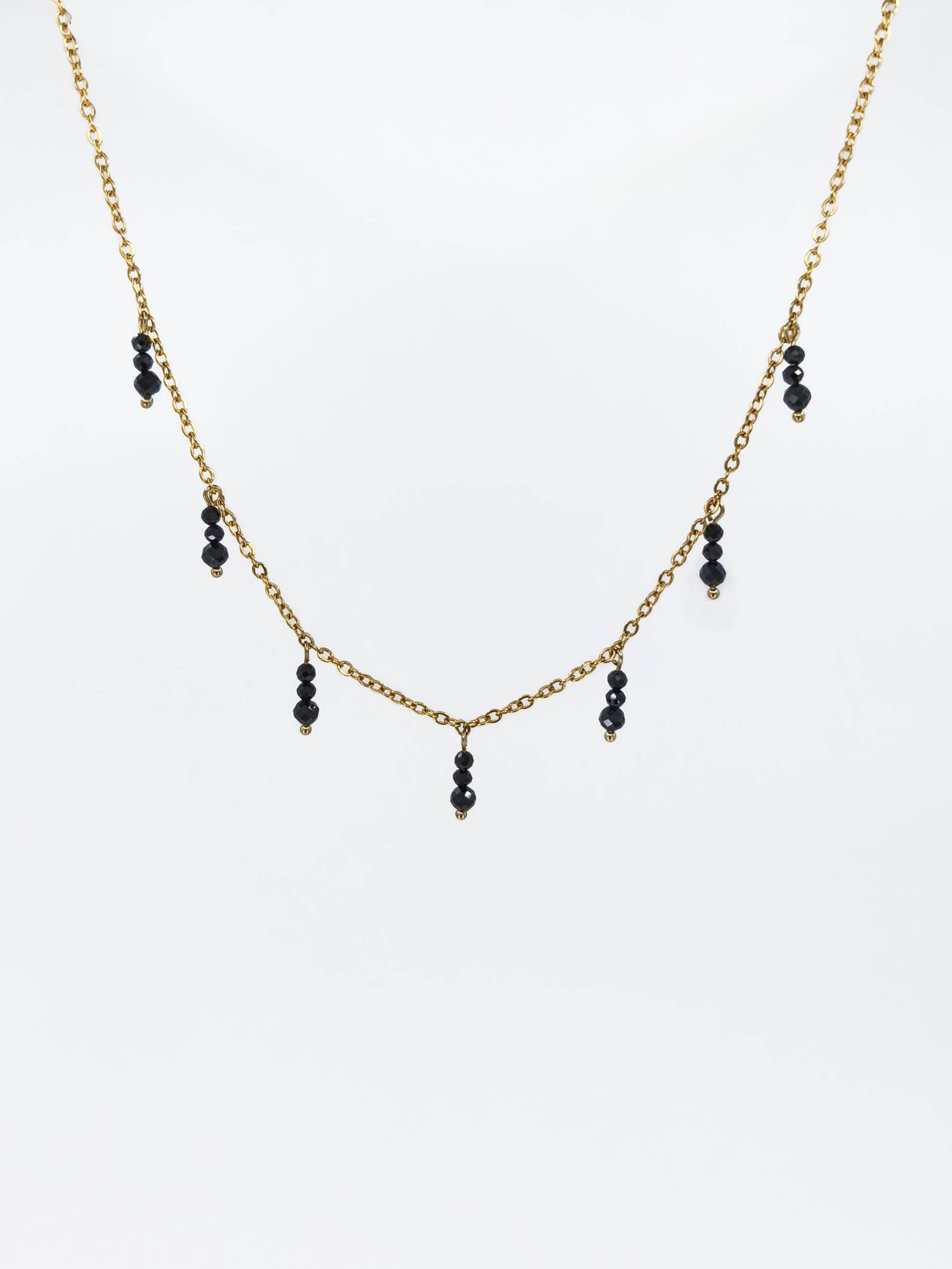 Schwarz Spinell Charme Halskette, Pvd Vergoldet Anlaufbeständig Schmuck von ByIsabelleDesign