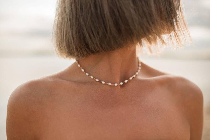 Süßwasser Perlen Rosenkranz Halskette 14K Gold Filled Brautschmuck von ByIsabelleDesign