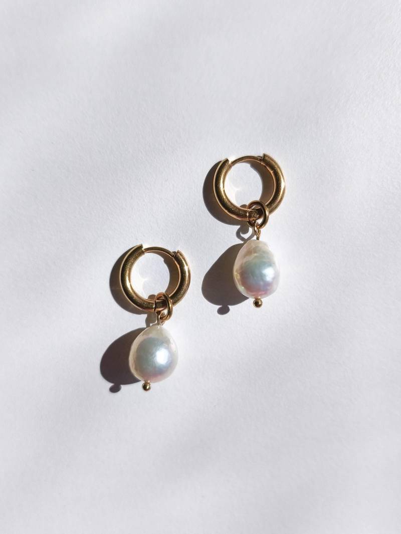 Süßwasserperle Creolen Boho Brautschmuck von ByIsabelleDesign