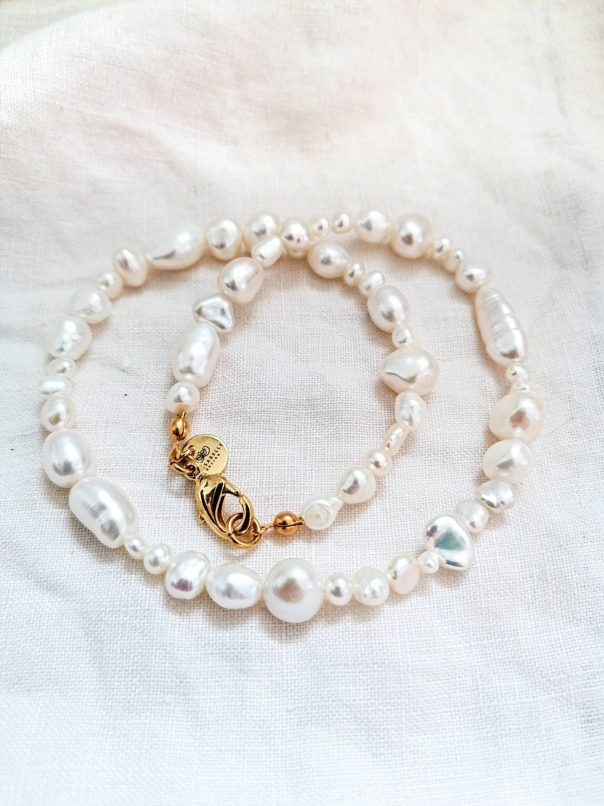 Süßwasserperlen Unregelmäßige Halskette, Echte Perlenkette, Moderne Perlenstrangkette, Geschenk Für Sie von ByIsabelleDesign
