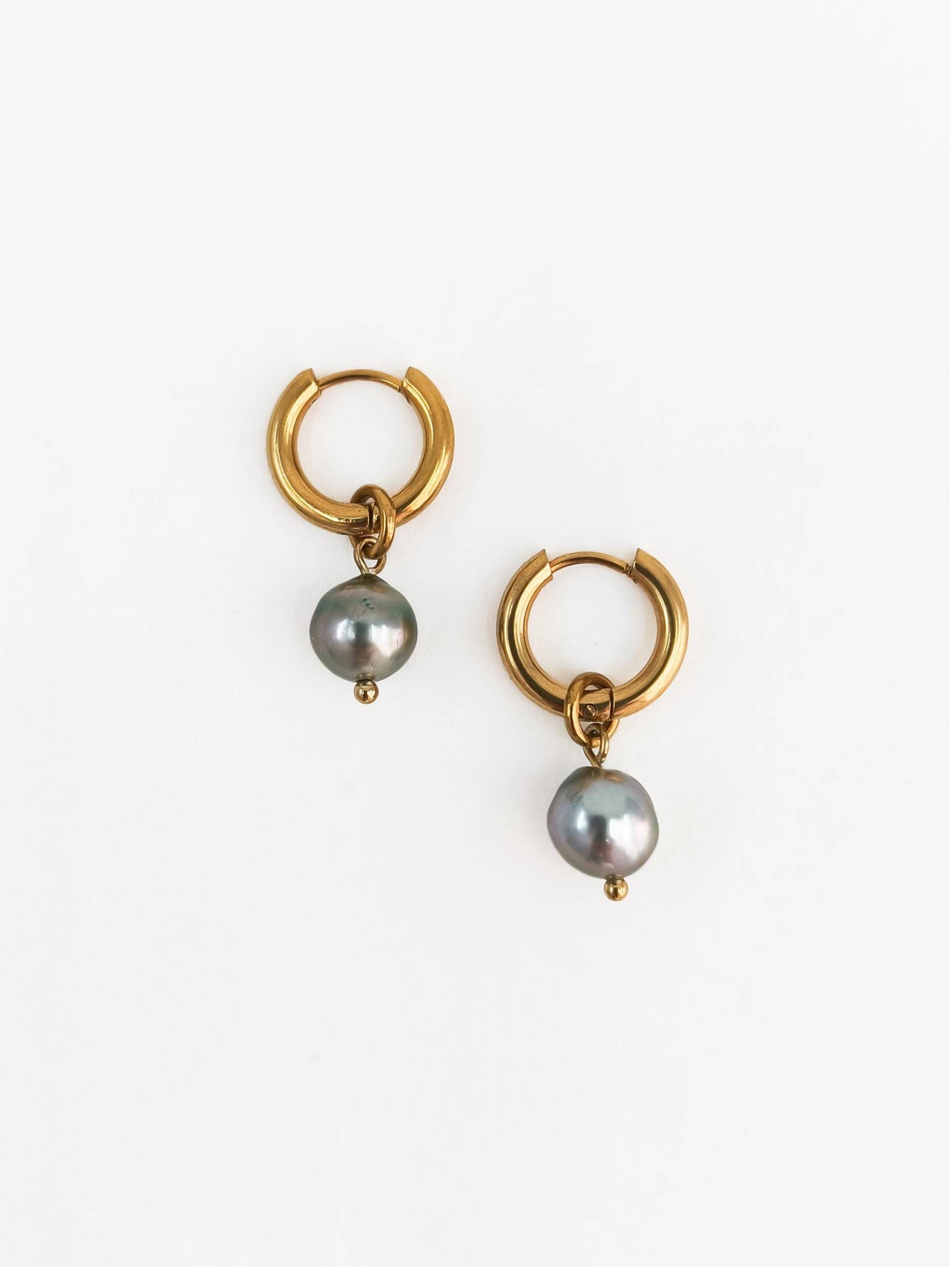 Tahitiperlen Goldohrringe Echte Schwarze Perlenschmuck von ByIsabelleDesign