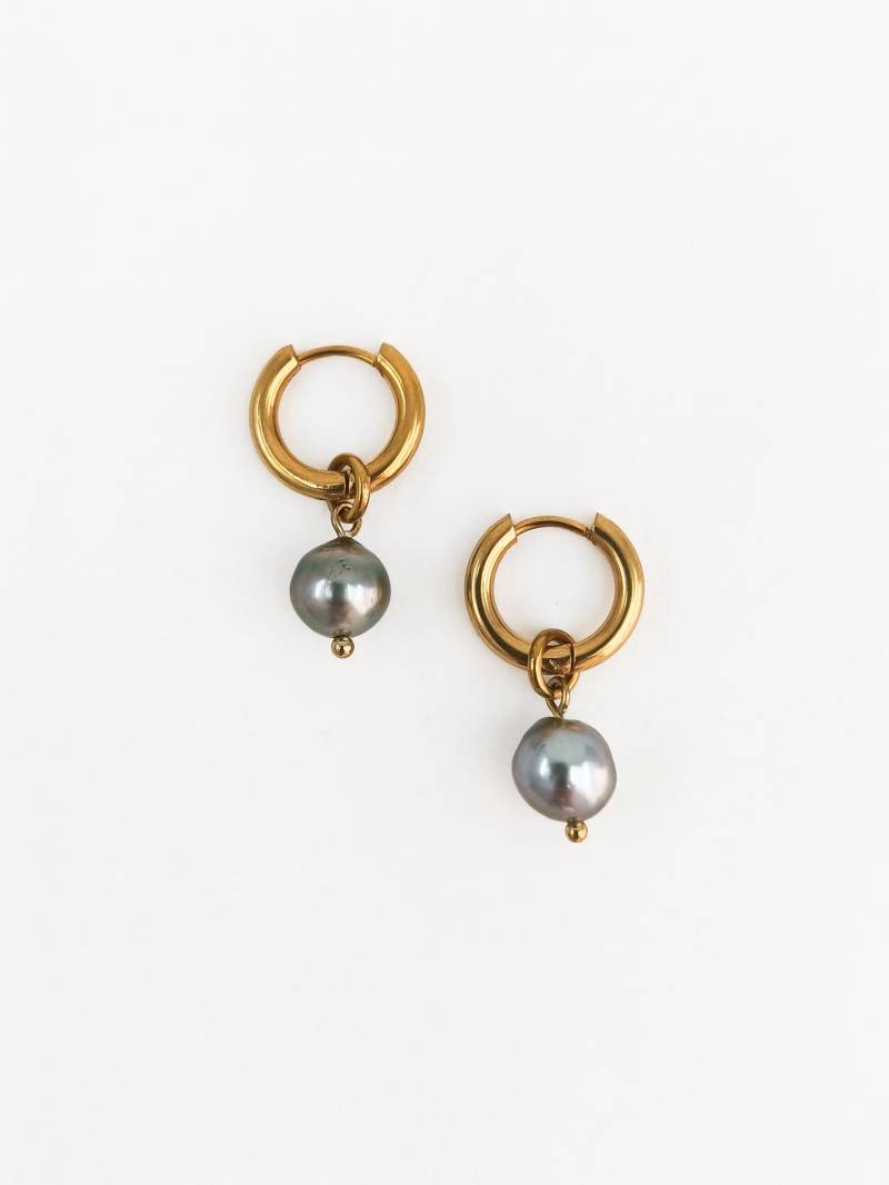 Tahitiperlen Goldohrringe Echte Schwarze Perlenschmuck von ByIsabelleDesign