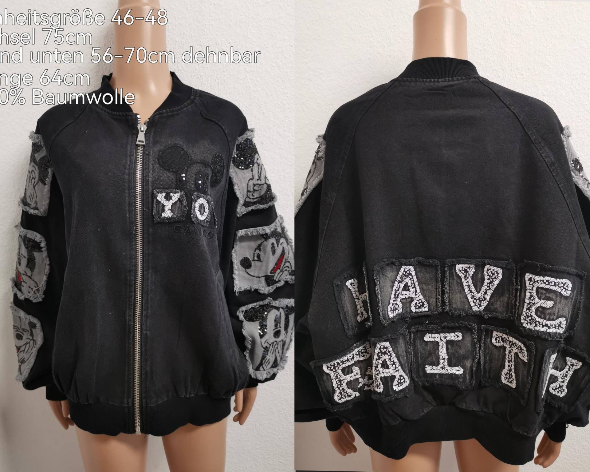 Mickey Mouse Jeansjacke Größe 46-48 Mickey Mouse Jeansjacke Größe 46-48 von ByKleiderstubeNixxs