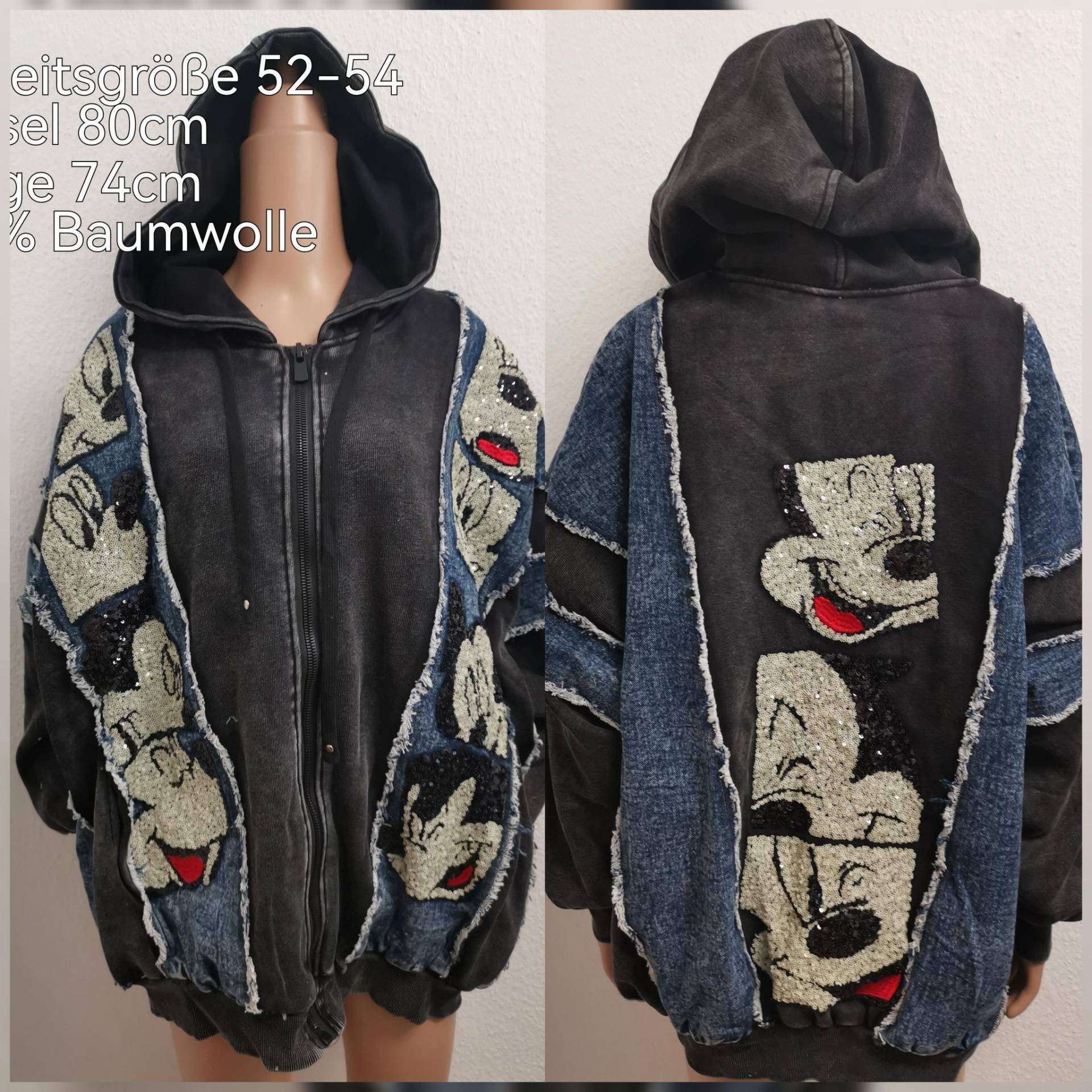 Mickey Mouse Jeansjacke Größe 52-54 von ByKleiderstubeNixxs