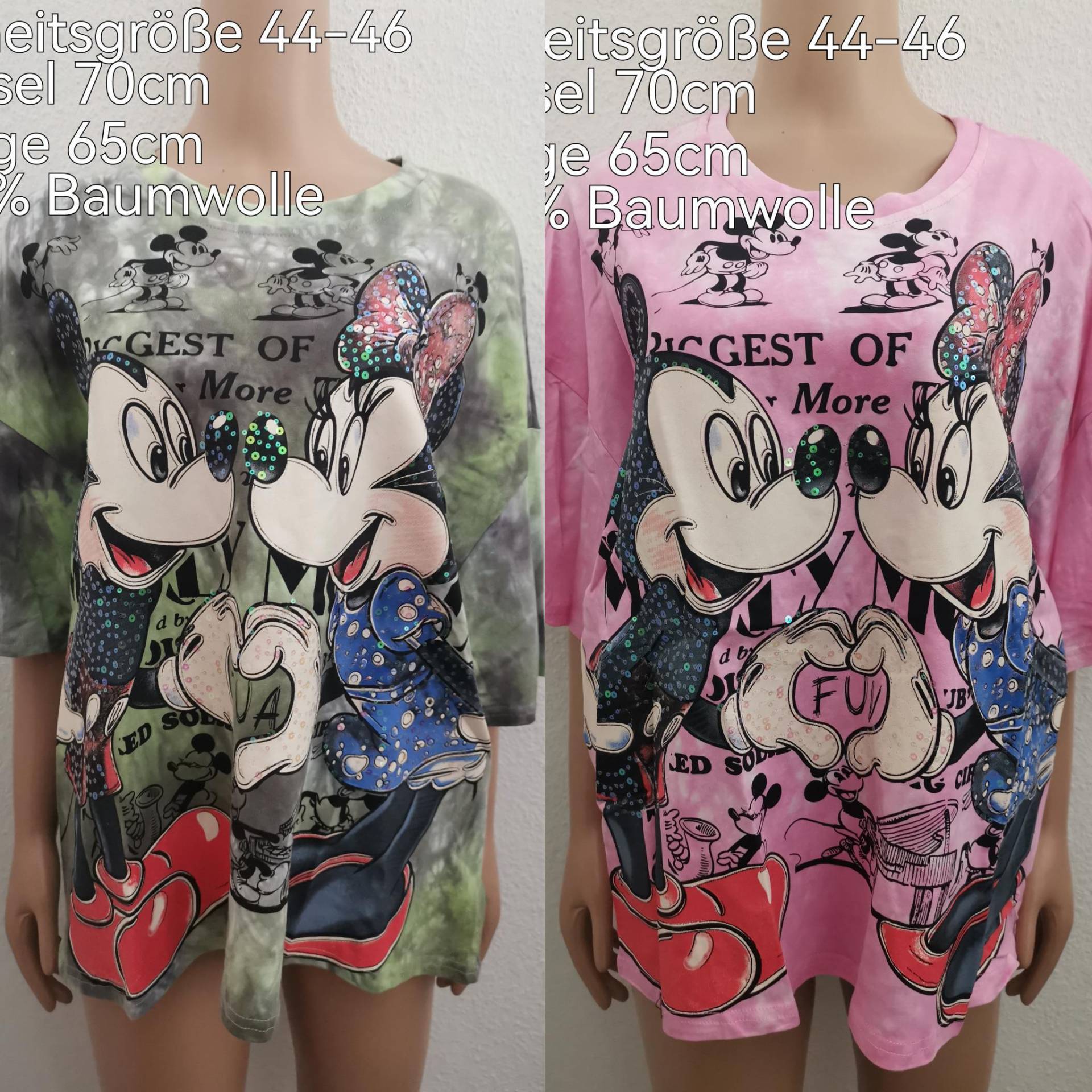 Mickey Mouse Pailletten Shirt Größe 44-46 von ByKleiderstubeNixxs