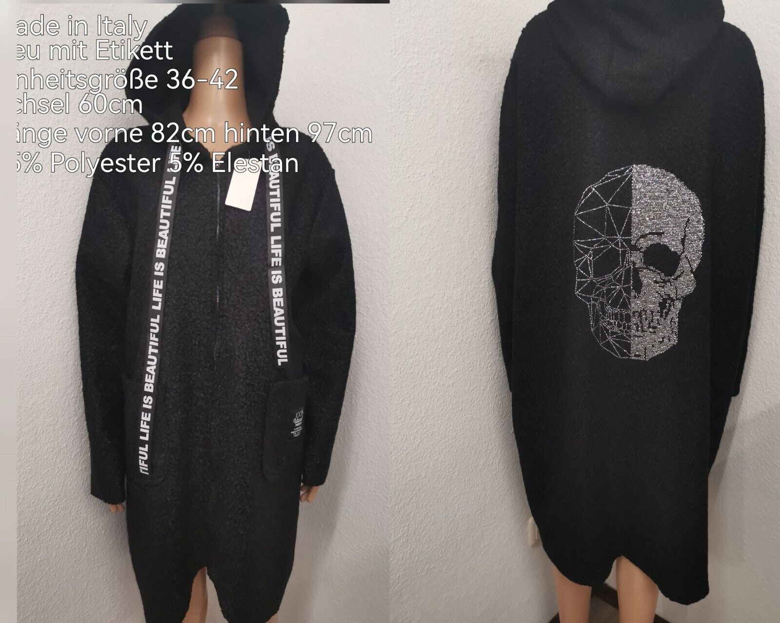 Totenkopf Glitzer Mantel Größe 36-42, 44-48, Und 48-52 Totenkopf Glitzer Mantel Größe 36-42, 44-48, Und 48-52 von ByKleiderstubeNixxs