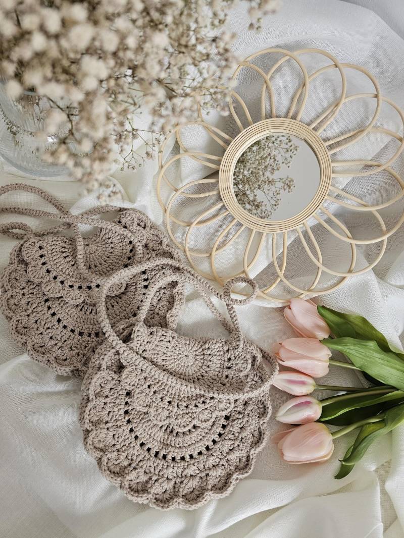 Gehäkelte Boho Tasche/Handgemachte Umhängetasche Aus Baumwolle Häkeltasche Vintage Stil Sommer Handmade von ByLalija