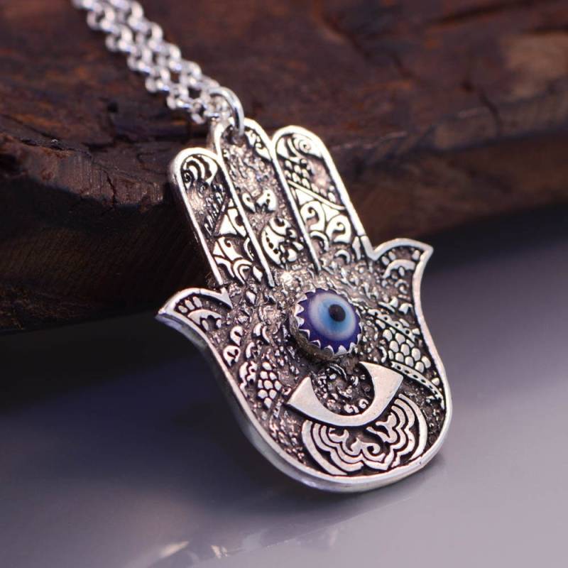 Hamsa Silberanhänger Mit Bösen Blick Schutz Auge von ByLiad