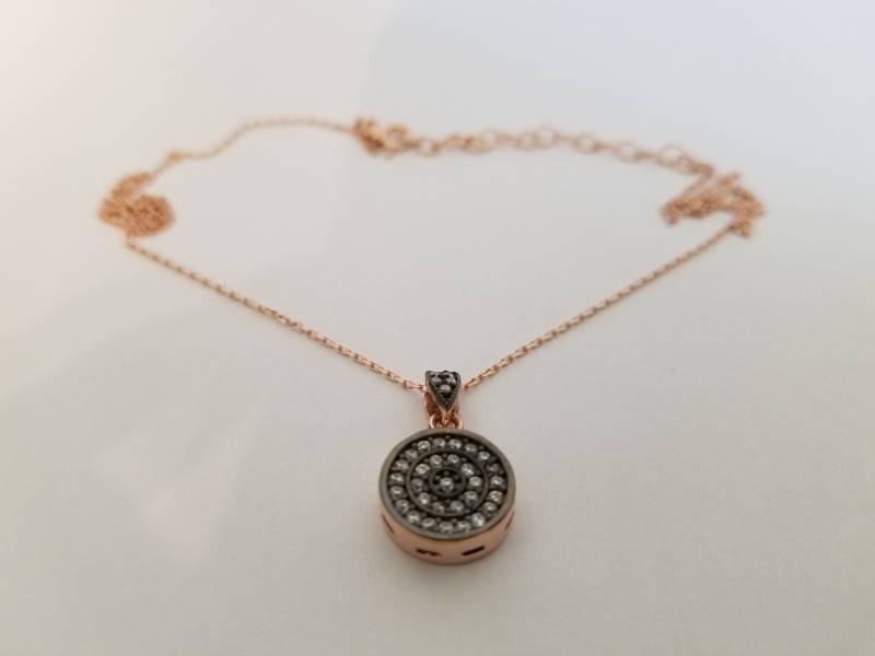 925 Sterling Silber Klare Zirkon Handgefertigte Runde Halskette von ByLivRich