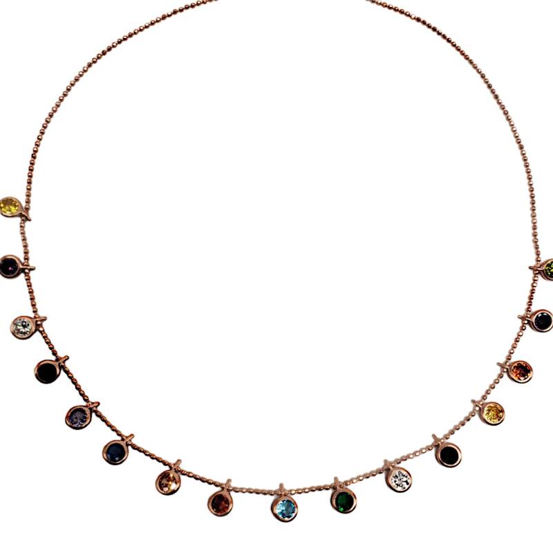 Bunte Regenbogen Zirkon Tropfen Baumeln Handgefertigte Halskette Massiv 925 Sterling Silber Rose Gold, Weißgold, 14K Gold Option/S Verfügbar von ByLivRich