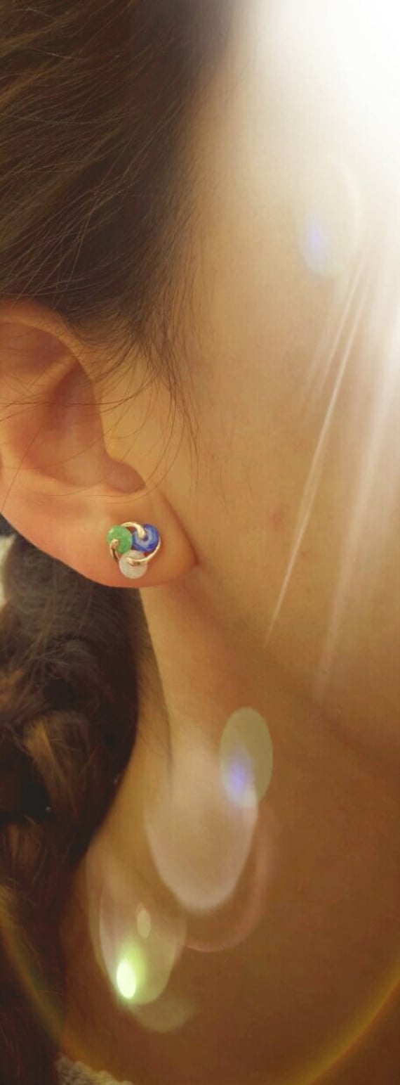 Echte 925 Sterling Silber Matt Zirkonia Drei Ohrringe Ohrstecker von ByLivRich