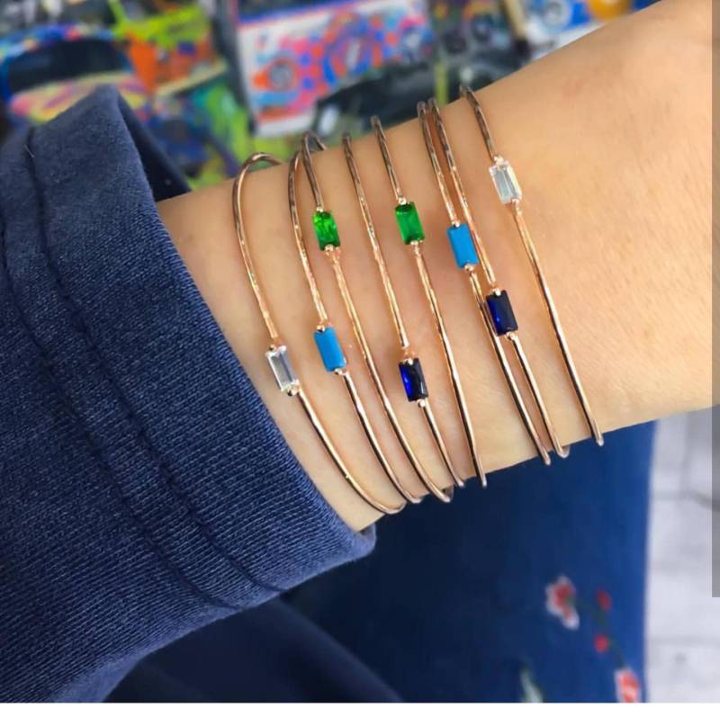 Gold Zirkonia Rechteck Armband Armreif Über 925 Sterling Silber von ByLivRich