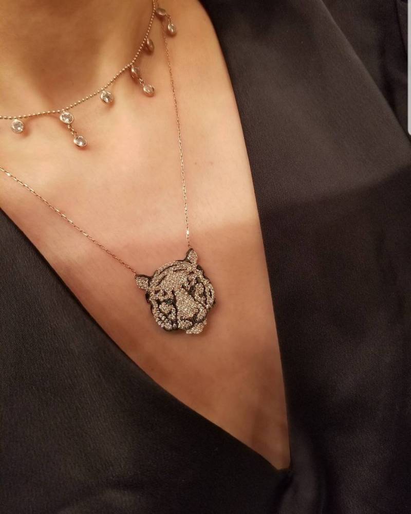 Handgefertigte Massive 925 Sterling Silber Klare Zirkonia Leopard Halsketten von ByLivRich