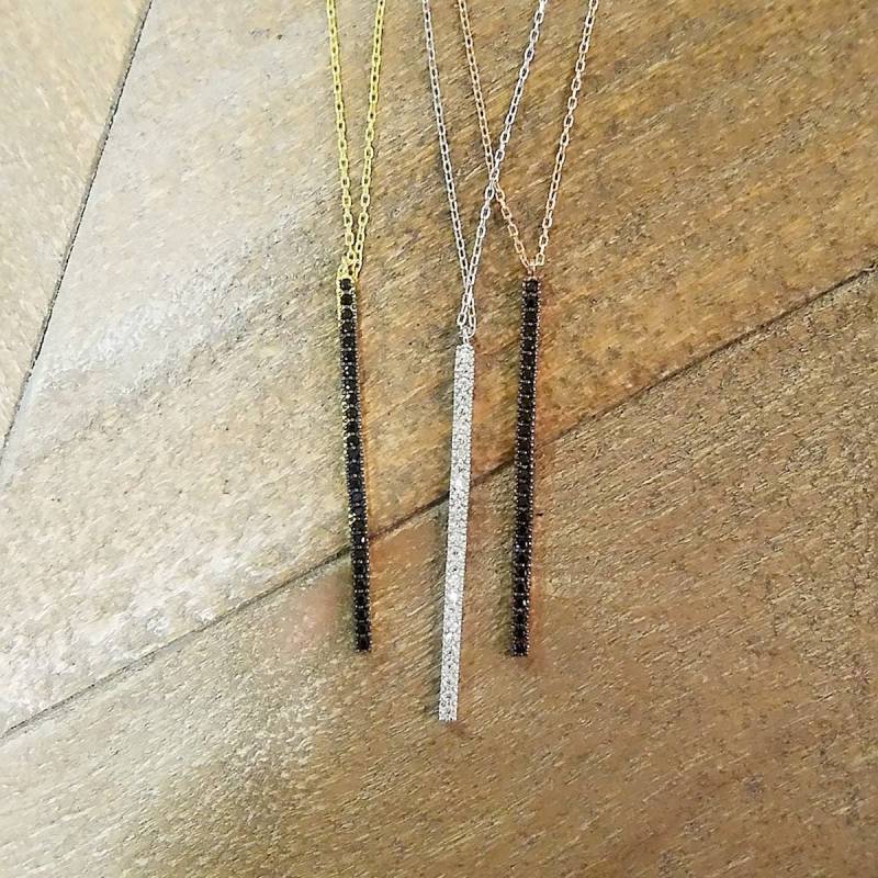 Klare Zirkon Bar Halskette 925 Sterling Silber von ByLivRich