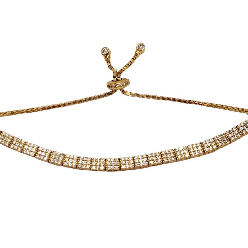 Klarer Zirkon Diamant Quadrat Handgefertigtes Armband Einstellbar | 925 Sterling Silber von ByLivRich