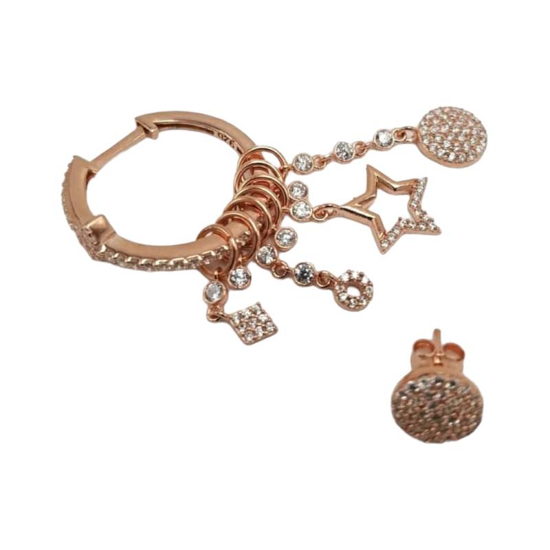 Klarer Zirkon Stern Ohrring Hoop Baumeln Und Runder Ohrstecker | 925 Sterling Silber von ByLivRich