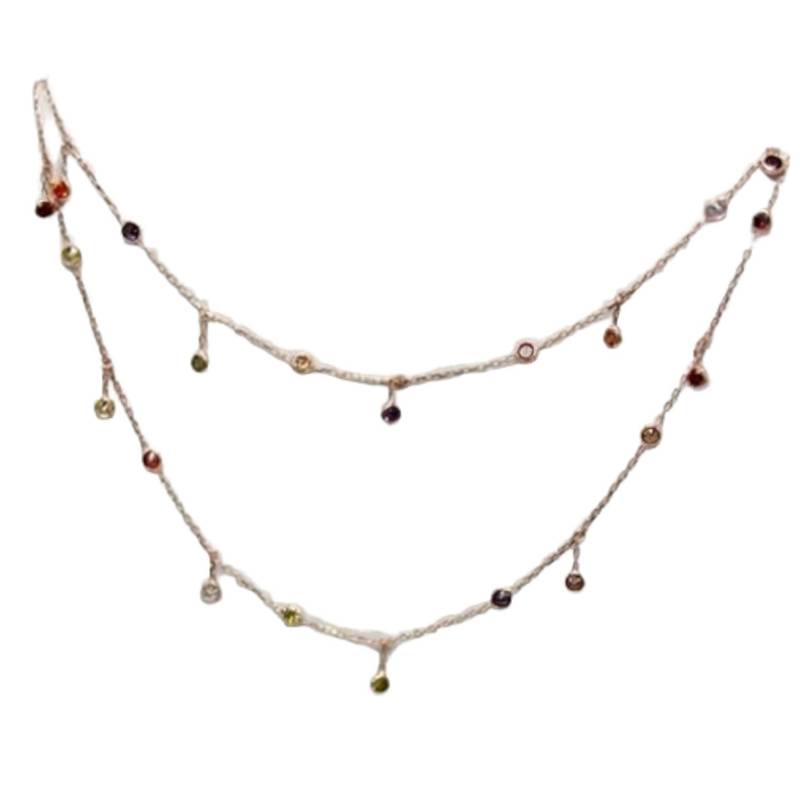 Lange 44 Zoll/1, 12 Meter Multi Color Zirkon Baumeln 925 Sterling Silber Halskette von ByLivRich