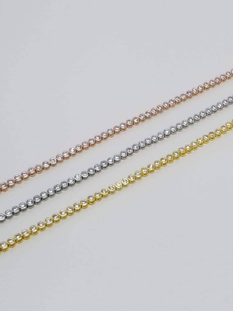 Tennis 925 Sterling Silber Klar Zirkon Waterway Armband Verstellbar von ByLivRich